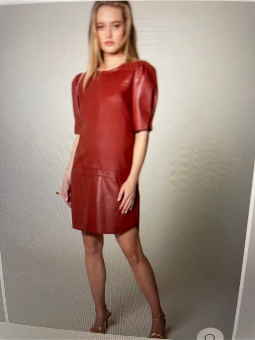 Lavender Brown faux leather Kelly shift dress sz s